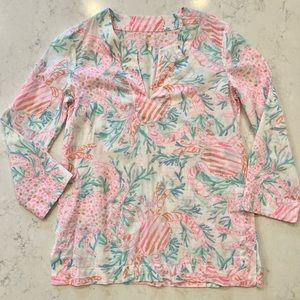 Lilly Pulitzer Amelia Island Tunic Getting Steamy Crab Print Size XS